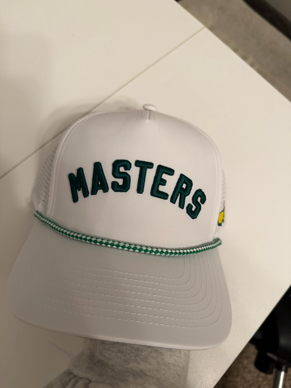 Masters Embroidered White Rope-Front Trucker Hat
